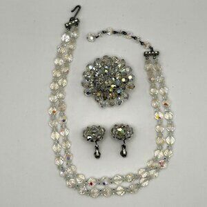 Unique Vintage Crystal Necklace Set